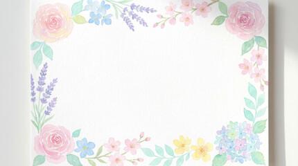 Artistic valentine background pastel card abstract wallpaper white pink floral frame with soft watercolor flowers creates delicate and romantic design Valentine's day background pastel aesthetic