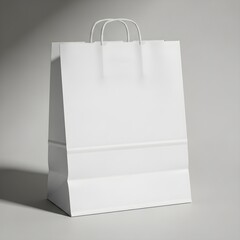 White Paper Shopping Bag Mockup Angled View Isolated for Branding Design
