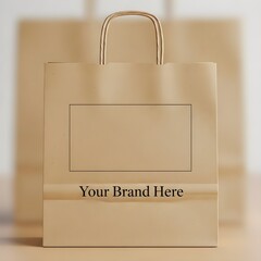 Brown Recycled Kraft Paper Shopping Bags Mockup Front View for Retail