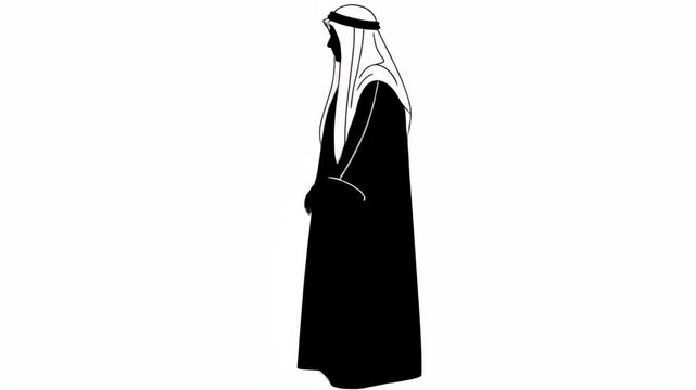 Silhouette of an Arab man in traditional attire, standing with dignity and cultural pride.