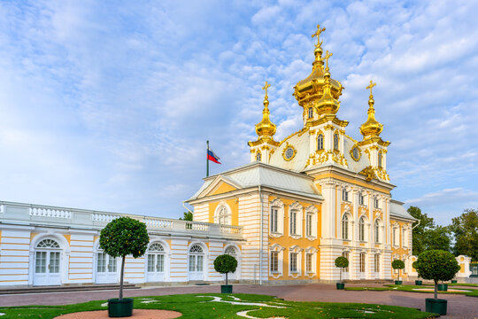St. Petersburg, Russia - September 12, 2024: Autumn at Peterhof Palace is a series of palaces and gardens located in Petergof Public place .