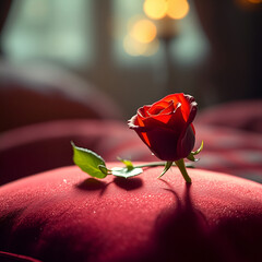 red rose on a wooden background