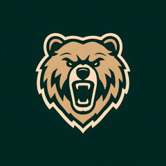 Flat logo of a strong bear head with a bold, simple outline
