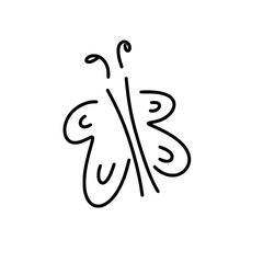 Simple butterfly doodle outline nature illustration