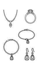 Ring and Heart Outline Icons