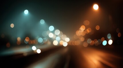 Abstract blurred city lights at night creating a colorful backdrop with vibrant bokeh effects and soft gradients enhancing a dreamy urban atmosphere