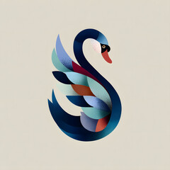 Flat logo of an elegant swan forming an abstract letter S
