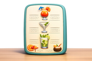 Cartoon cocktail menu design featuring classic drinks for bar decor or print