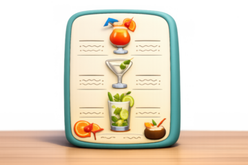 Cartoon cocktail menu design featuring classic drinks for bar decor or print