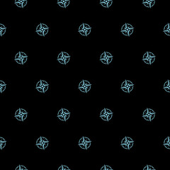 Compass seamless pattern isolated on black background