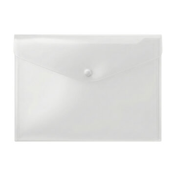 Transparent white plastic envelope document holder on transparent background
