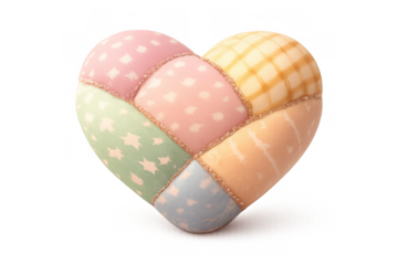 Quilted heart icon in pastel colors for creative design and decoration