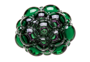Vibrant green bubble cluster with cellular pattern isolated on transparent background