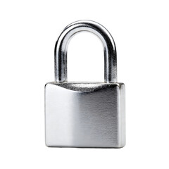 Fototapeta premium Closed shiny silver padlock, Robust metal security mechanism