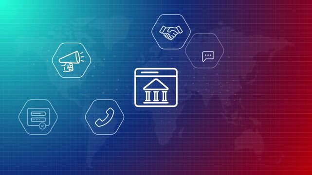 digital e government services and online public administration portal with government building icon communication symbols