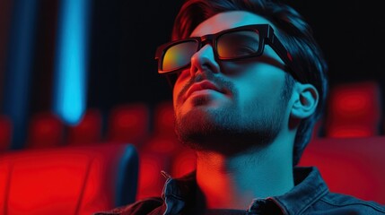 Man in 3D glasses, cinema