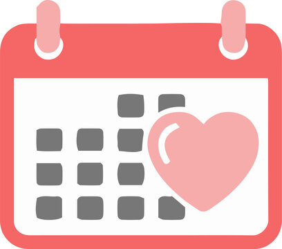 valentine calendar with heart icon for romantic event and date planning - Powered by Adobe