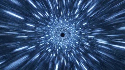Blue particle tunnel with central black vortex radial motion blur glowing streaks electric vortex tunnel with bright blue lightning streaks swirling energy dynamic motion dramatic atmosphere electric