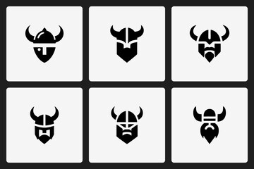 Fototapeta premium Minimalist Viking Warrior Mascot Logo Design Set