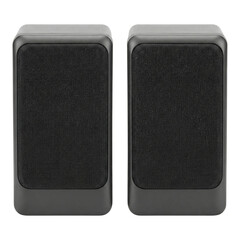 Obraz premium Pair of black rectangular desktop computer speakers