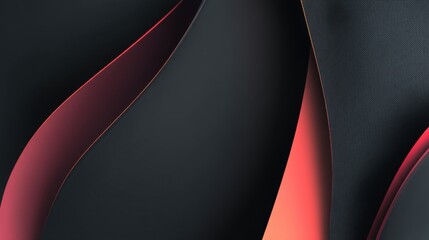 Abstract layers of smooth black and red curves create a captivating texture for modern design backgrounds and digital art projects in sleek aesthetics.