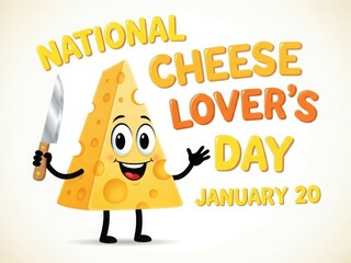 National Cheese Lovers Day Cute Cheese Illustration with Funny Mouse and Heart – January 20 Food Holiday Background