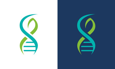 DNA design concept vector template illustration with Leaf symbol graphic icon
