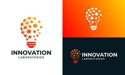 Innovation logo design template illustration. Light Bulb concept vector design with Technology connection symbol graphic icon