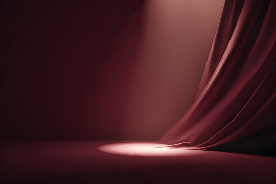 Deep burgundy background with soft light falloff and flowing curves abstract