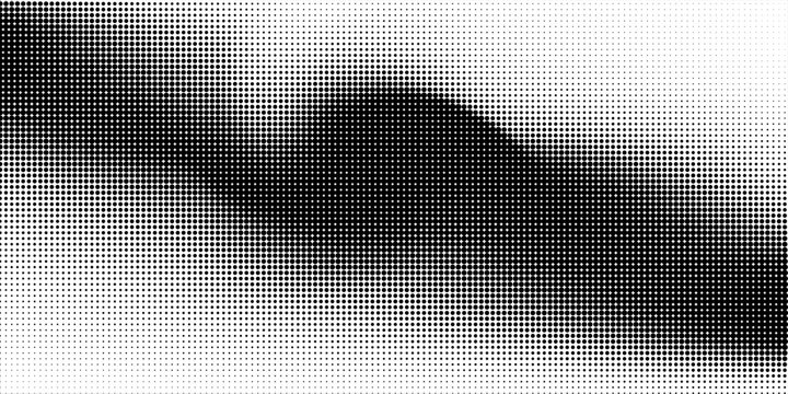 Dotted halftone texture background. Black and white pop art gradient overlay. Fading grunge gritty noise wallpaper. Weathered pixelated comic backdrop. Vector bitmap subtle vanishing surface