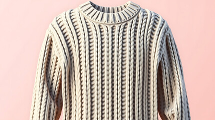 Minimal pastel knit sweater mockup isolated on soft pink background