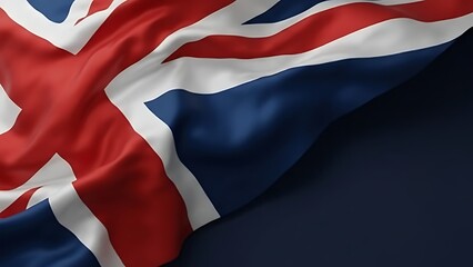 A vibrant and detailed close up view of the waving union jack showcasing its iconic red white and blue design