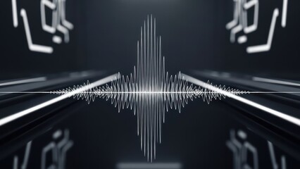 Abstract dark design of digital lines, a sound wave in a tech environment