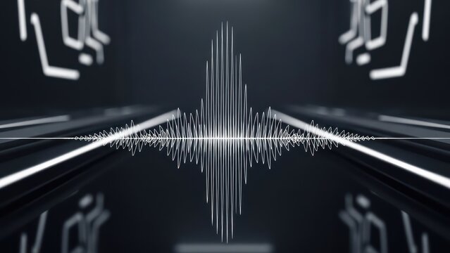 Abstract dark design of digital lines, a sound wave in a tech environment - Powered by Adobe