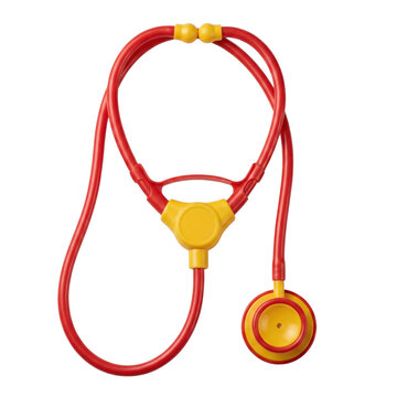 Red and yellow toy stethoscope for children's role play