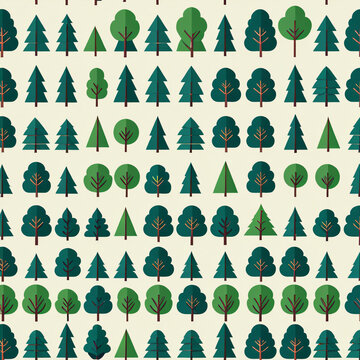 B&auml;ume in Musteranordnung als Vector Illustration - Flat Style