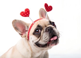 Adorable French Bulldog Puppy with Heart Headband