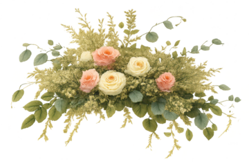 Floral Arrangement with Roses on a transparent background image asset.