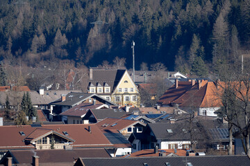 Blick auf Postamt von Mittenwald