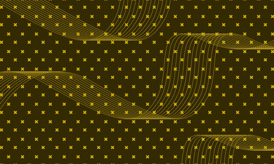 Abstract background with yellow lines and flowers.