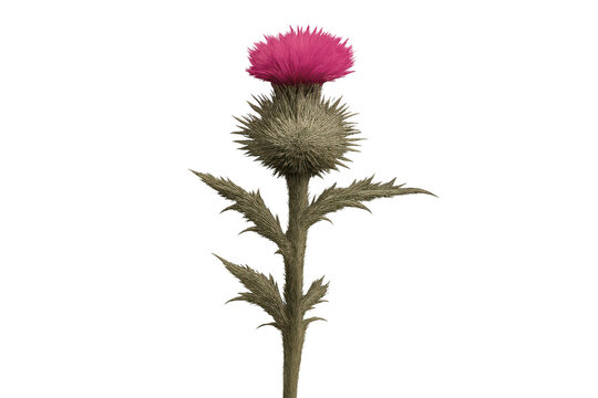 Scottish Thistle with Purple Flower on transparent background design