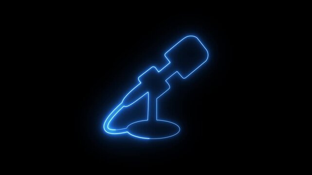 Microphone icon glowing neon effect icon. on black background