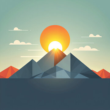 Bergspitze im Sonnenlicht als Vector Illustration - Flat Style