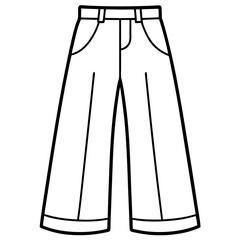 Zara Wide-Leg Jeans line art vector