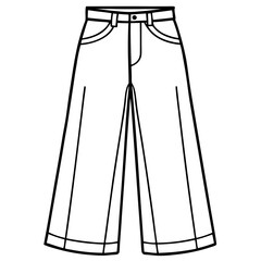 Zara Wide-Leg Jeans line art vector