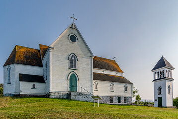 The historic St. Georges Anglican Church and bell tower in Brigus, NL