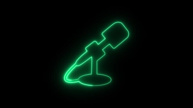 Microphone icon glowing neon effect icon. on black background