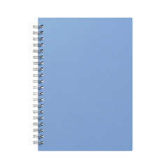 Blank blue spiral bound notebook on transparent background
