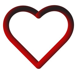Glowing red heart outline with a subtle 3d effect, symbolizing love and passion isolated on transparent background