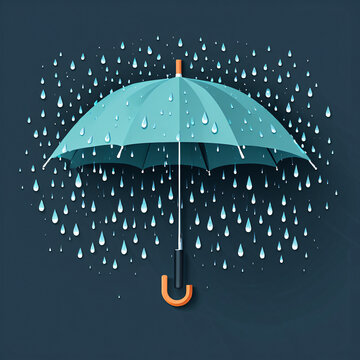 Regenschirm mit Regentropfen als Vector Illustration - Flat Style